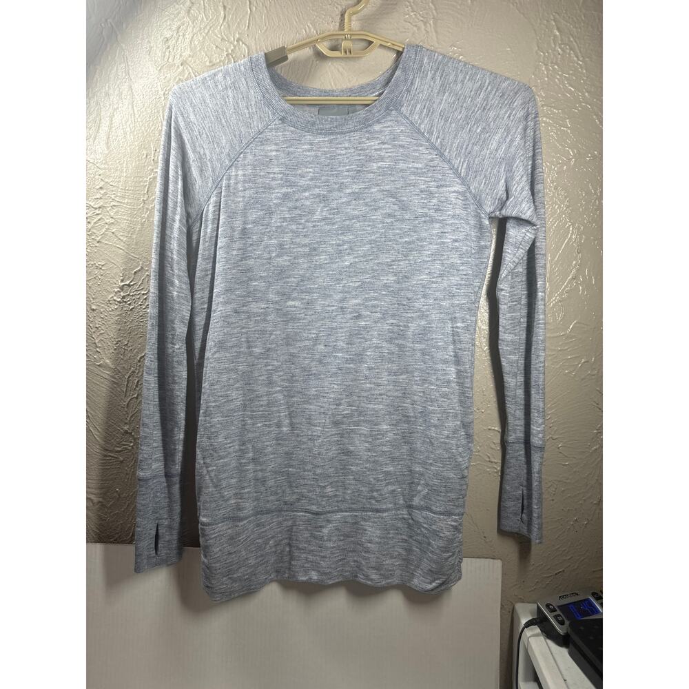 Athleta Long Sleeve Top‎ Heathered Blue Gray Thumb Holes Womens Size Small